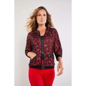 Anatomie Jacket Womens Medium NWT Petal Poppy Floral Full Zip Mesh Bomber Red